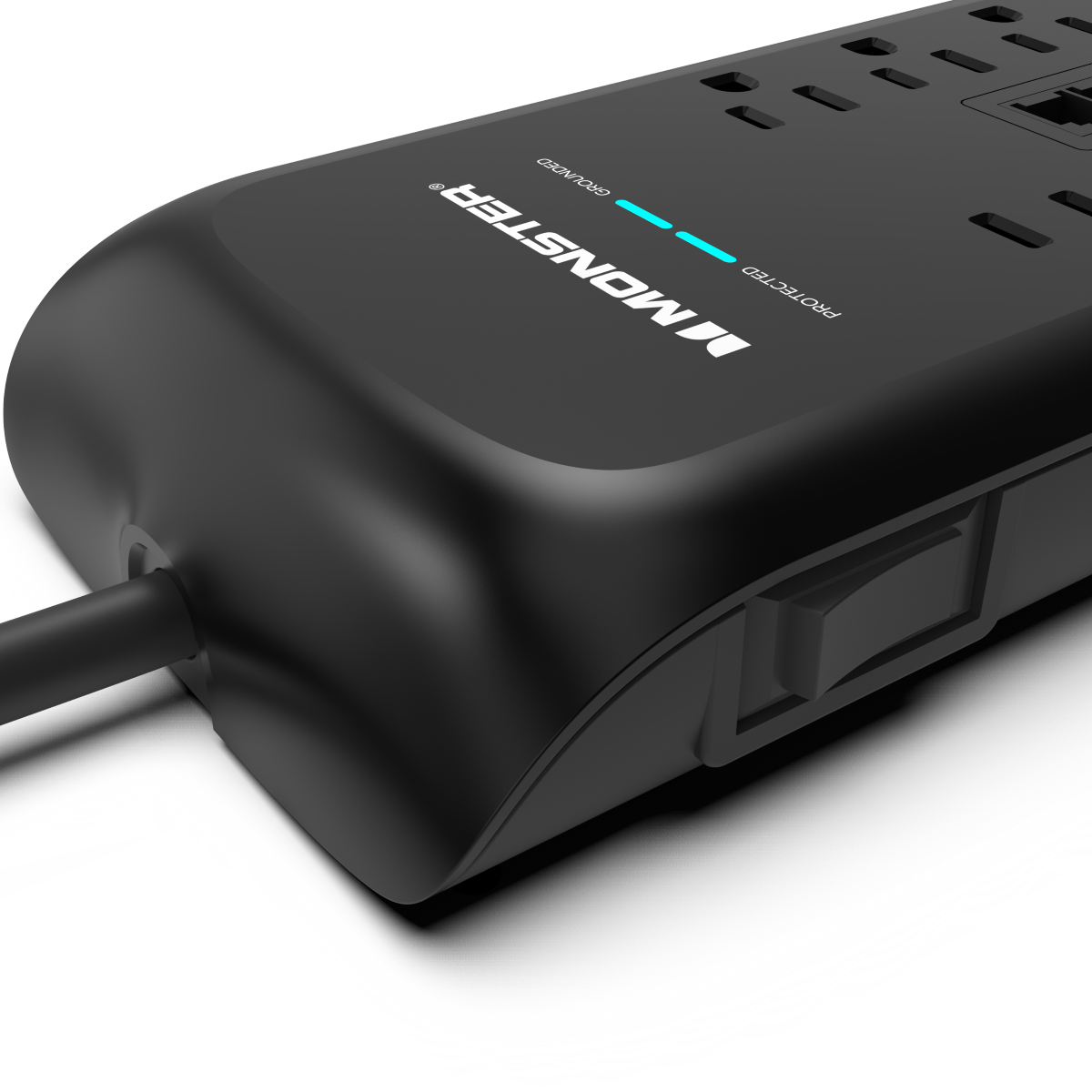 Monster Power Strip Surge, 8 AC, 1 USBC, 1 USBA, BLK