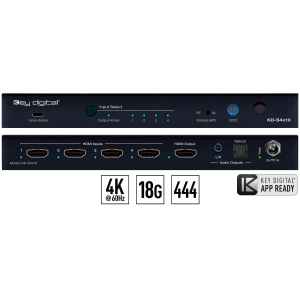 4x1 18Gbps HDMI Switcher with Optical and Analog Audio Out