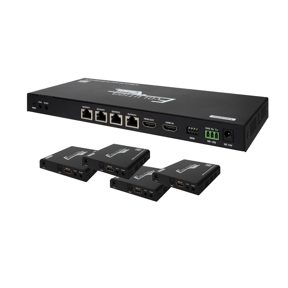 4K 1×4 HDMI Splitter over Cat6 Cable with HDMI Loopout