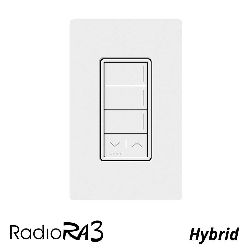 RA3 Hybrid Keypad w Neutral, 3 + Raise/Low Button, White